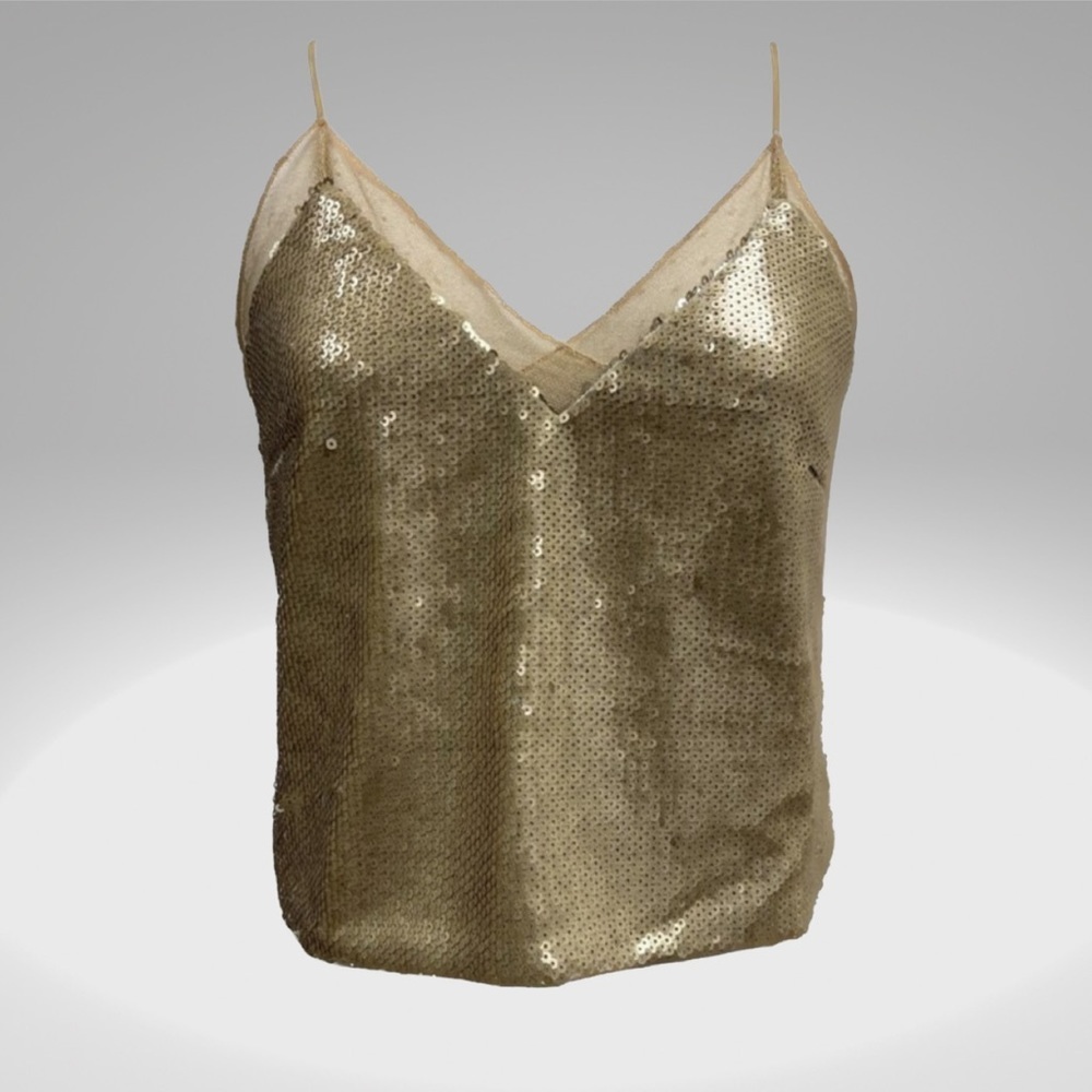 Forever 21 Sequin Crop Top-Gold